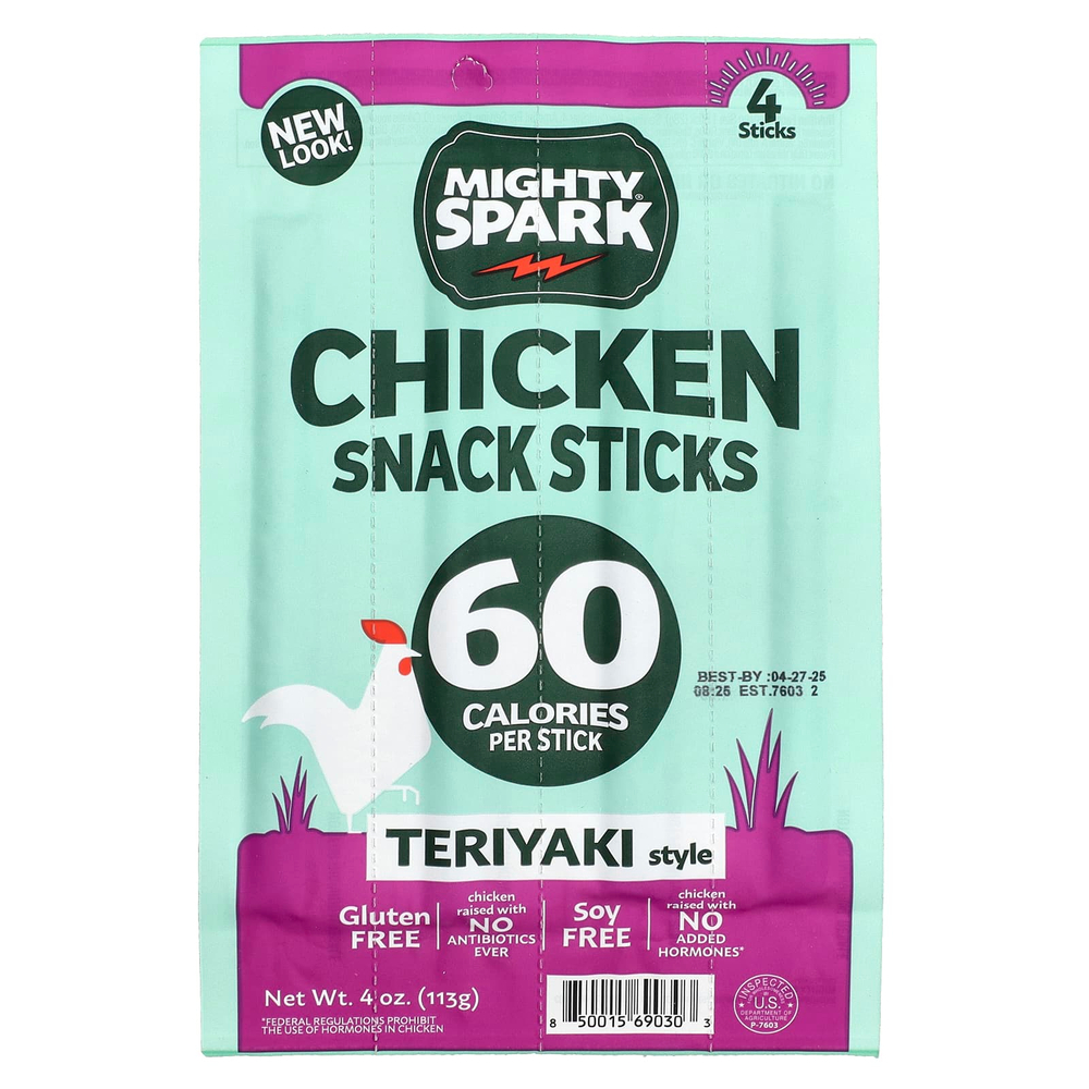 Mighty Spark, Снековые палочки с курицей, в стиле терияки, 4 палочки