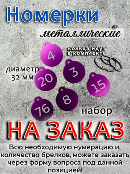 Номерки на ключи, металл