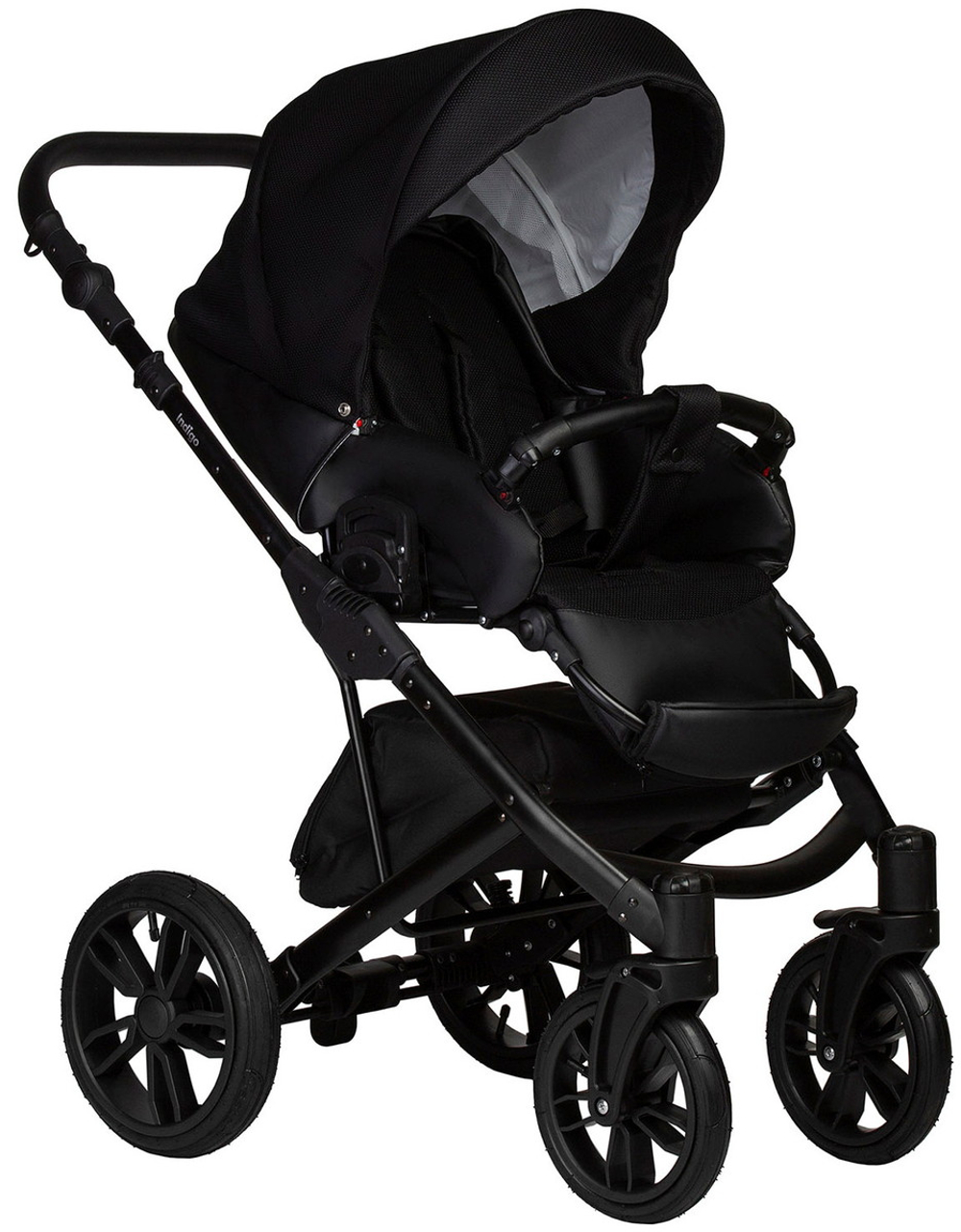 Детская коляска Indigo Mio S 3 в 1 с автокреслом Avionaut Cosmo Beige 02 черная кожа+черный