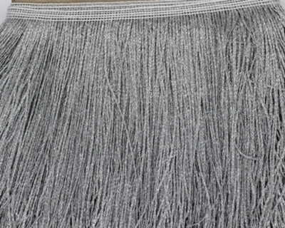 Тесьма текстиль бахрома люрекс, ш. 20 см, серебро