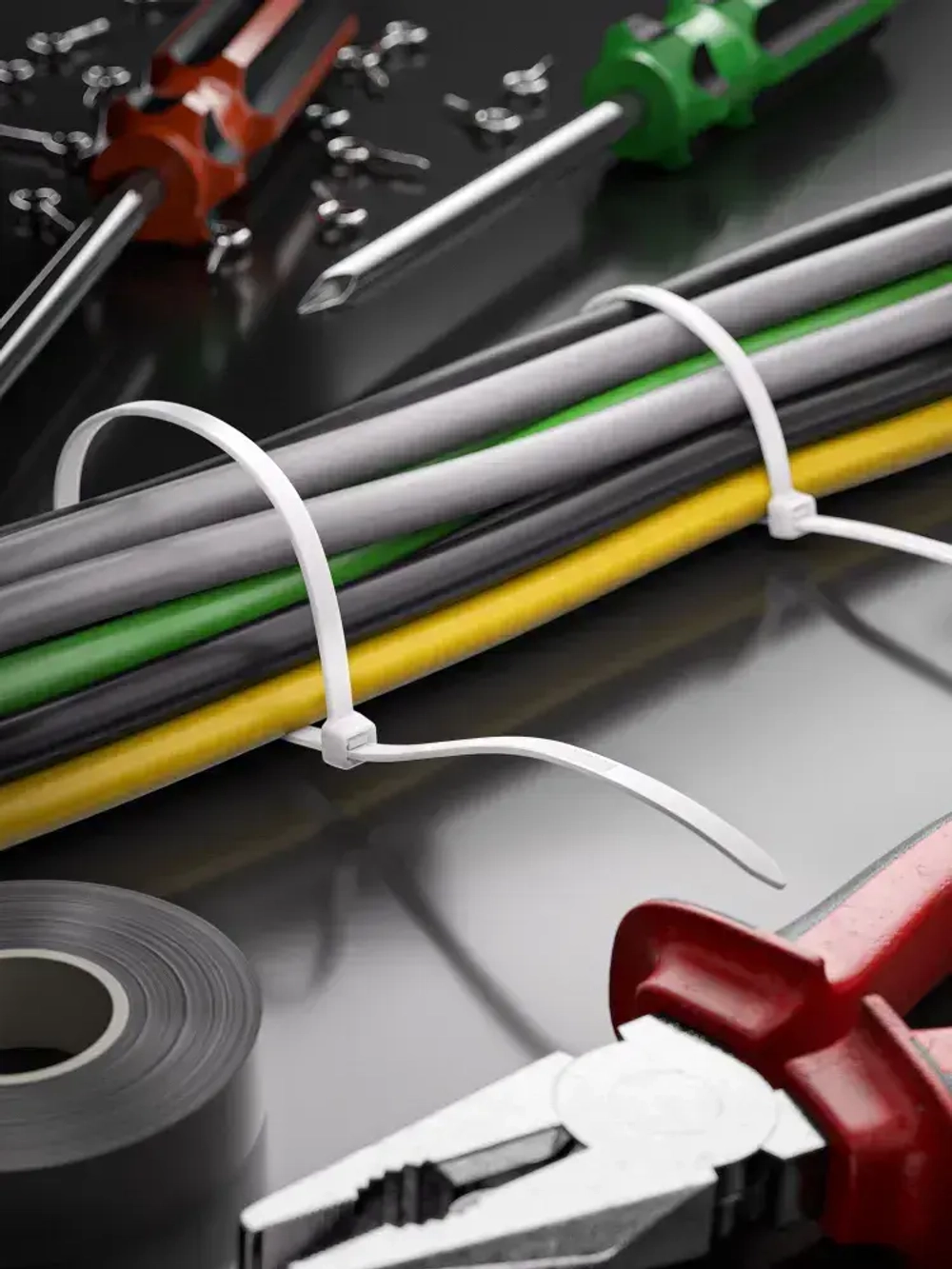 Стяжки пластиковые 2,5х100мм, белые, 100 штук