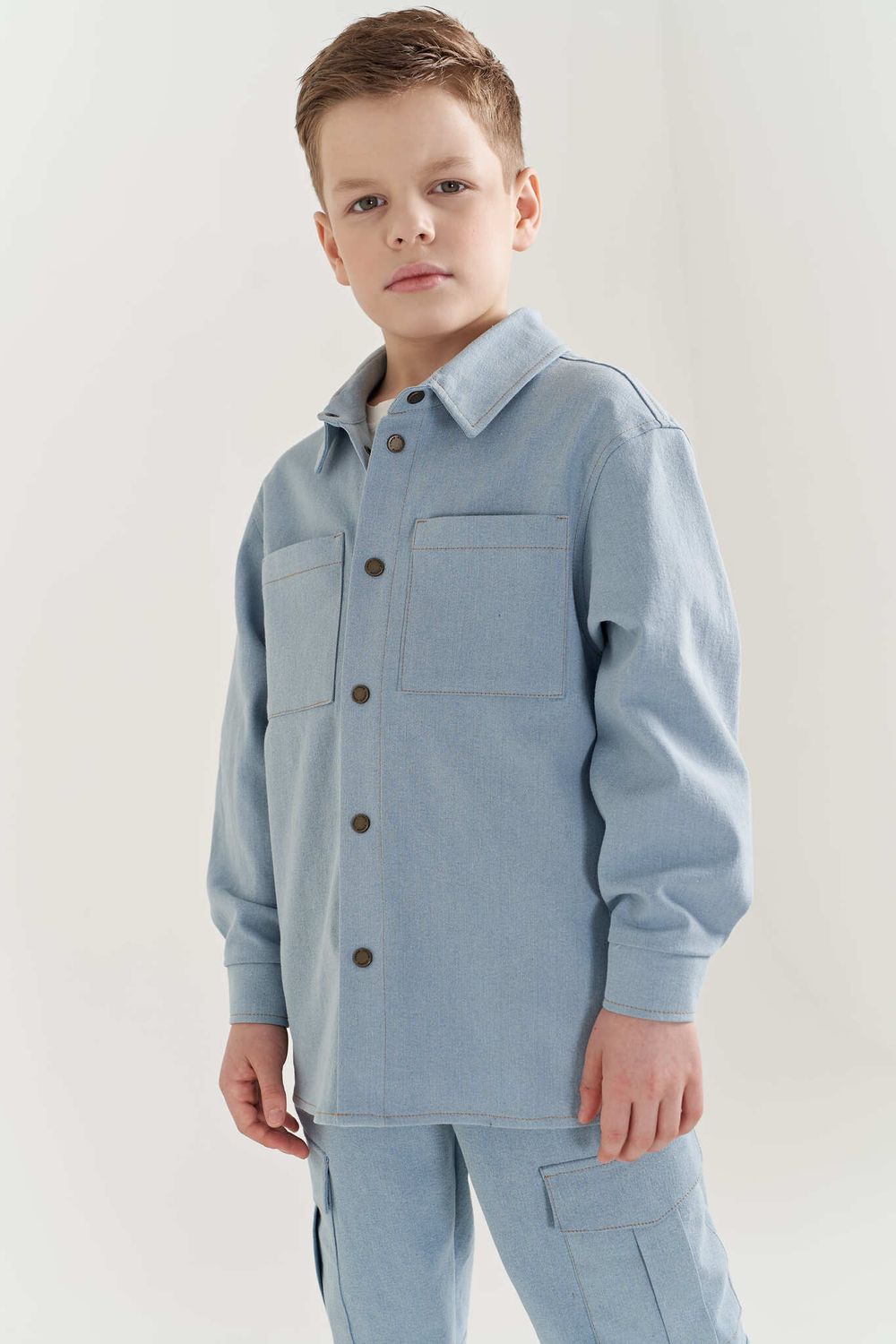 Рубашка джинсовая "Светло-синий" 7+