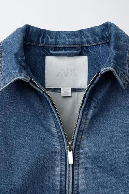 ZARA ДЖИНСОВЫЙ БОМБЕР, ВЫЦВЕТШИЙ СИНИЙ