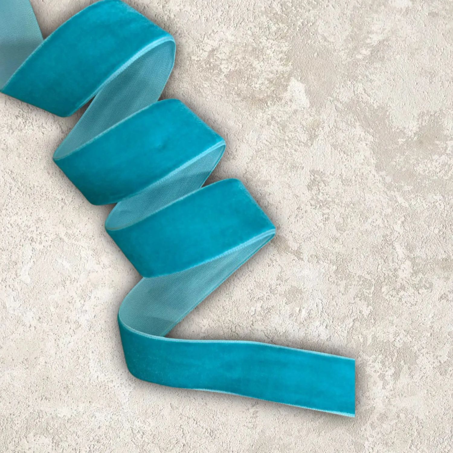 лента бархатная 2,5см светло павлиний синий 50 (1метр)