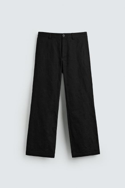 ZARA БРЮКИ С ЦВЕТОЧНОЙ ВЫШИВКОЙ, ЧЕРНЫЙ