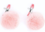 Зажимы для сосков с розовым пушком (Цвет: розовый)