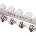 Коллектор Royal Thermo нерж. в сборе с расходомерами 1quot; ВР-3/4quot; НР с автомат. воздухоотвод-ми 5 вых.