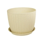 Кашпо ВЯЗАНИЕ D135мм 1,1л с поддоном белый ротанг 0,11,135х0,135м (упа (комплект 12 шт)