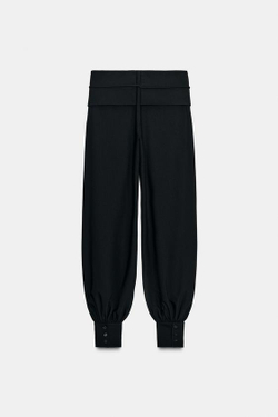 ZARA БРЮКИ-БОМБЕРЫ С ПОЯСОМ — ZW COLLECTION, ЧЕРНЫЙ