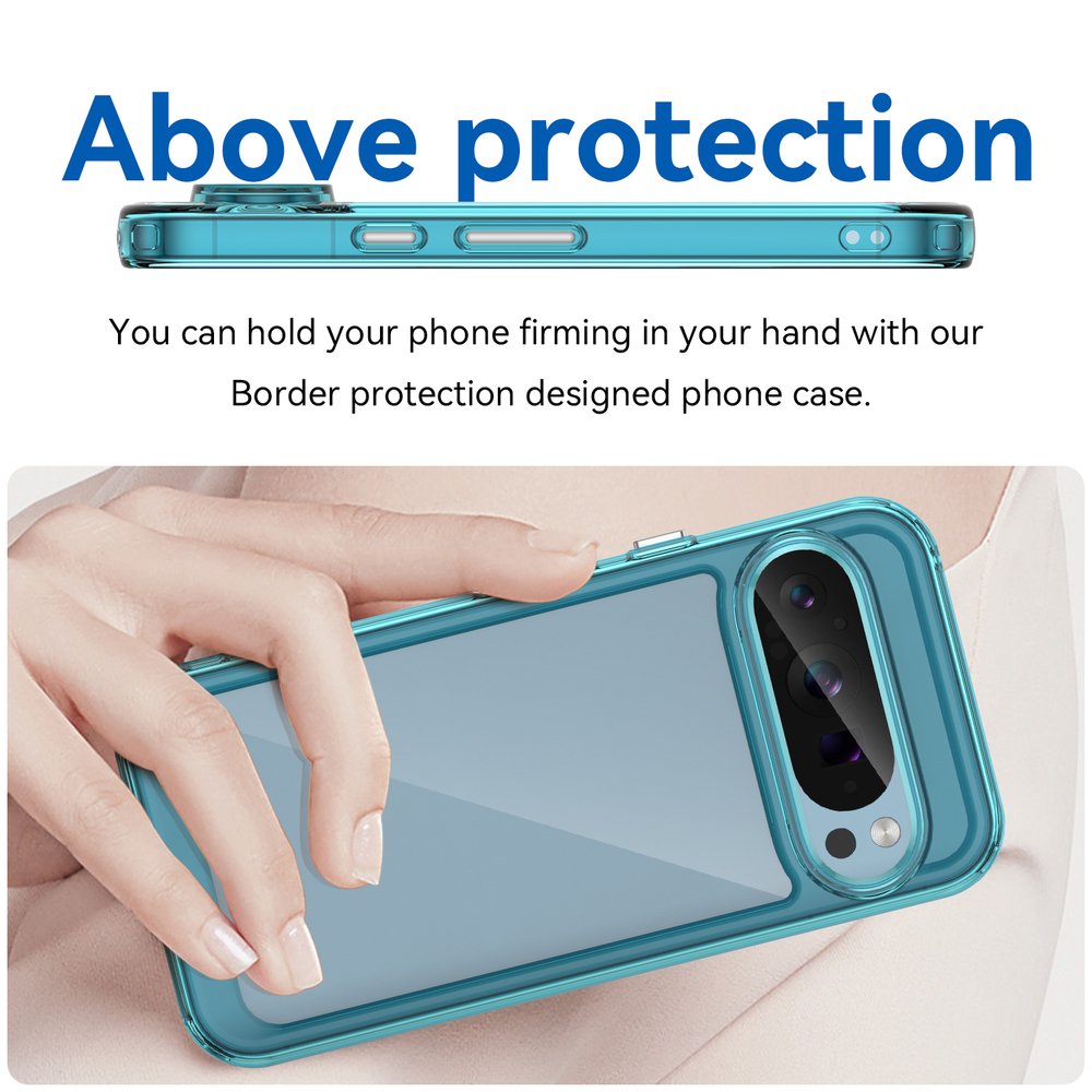 Чехол с мягкими рамками бирюзового цвета для Google Pixel 9 Pro, увеличенные защитные свойства