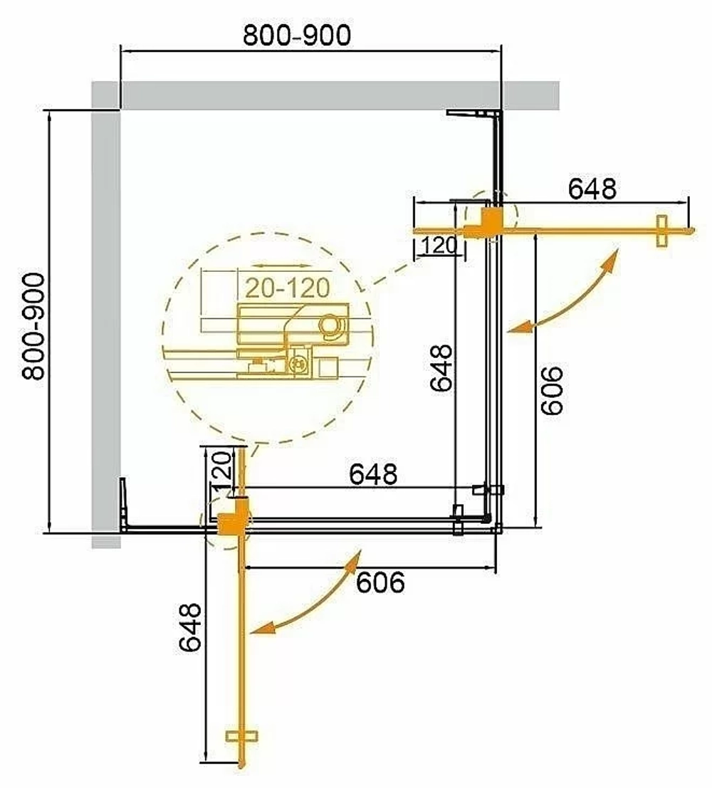Душевой уголок Cezares Slider 85х85 SLIDER-A-2-80/90-GRIGIO-Cr стекло серое тонированное/профиль хром