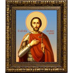 Александр Невский. Святой благоверный князь. Икона на холсте.