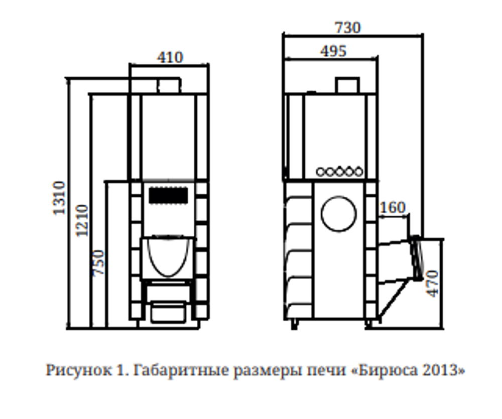 Банная печь Бирюса 2013 Carbon ДА ЗК антрацит размеры