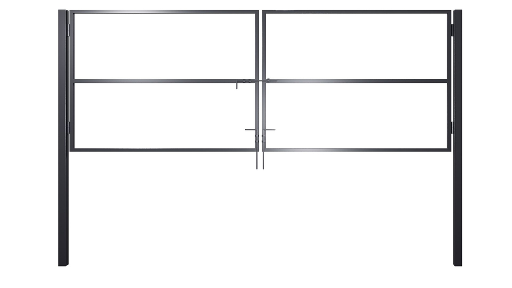 Ворота 4,0х1,5 м распашные садовые со столбами, открывание наружу (только каркас).