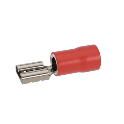 Наконечник-разъем плоский, розетка 6.3x0.8, изолированный фланец, для кабеля сечением до 1.5кв.мм