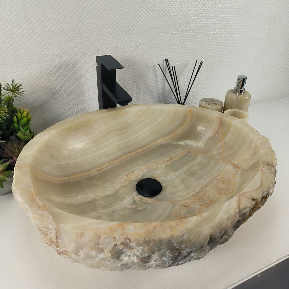 Каменная раковина из оникса Erozy Green EO-04716 (60*49*16) 0163 из натурального камня