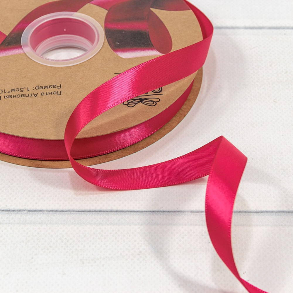 Лента Атласная 1,5см х 110м Полиэстер класс А (Красный)