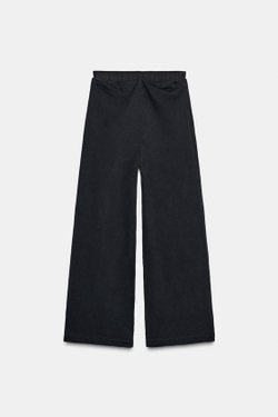 ZARA КОМБИНИРОВАННЫЕ БРЮКИ С ЭФФЕКТОМ ПОТЕРТОСТИ, УГОЛЬНЫЙ