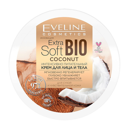 Крем Eveline Extra soft Bio Coconut для лица и тела 200 мл