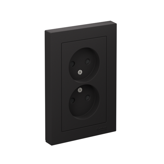 Розетка 2-м СП AtlasDesign 16А IP20 без заземл. защ. шторки в сборе карбон SE ATN001022