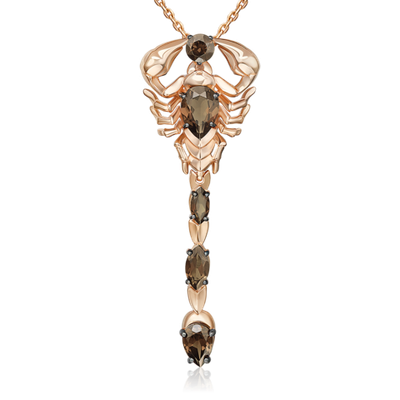 Подвеска «Скорпион» из красного золота с кварцем дымчатым