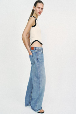 ZARA ФУТБОЛКА С КОНТРАСТНЫМИ ПОЛОСАМИ, ЖЕЛТОВАТО-БЕЛЫЙ