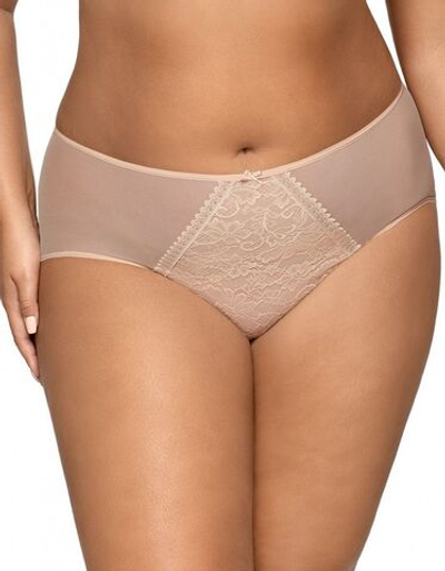 Трусики-бразилиана с кружевной вставкой по центру (Размер: L) (Цвет: бежевый)