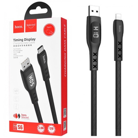 Кабель USB - Lightning (для iPhone) Hoco S6 (1.2 м, LCD таймер) Черный