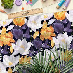 Ткань оксфорд 600 контрастные тюльпаны из комиксов