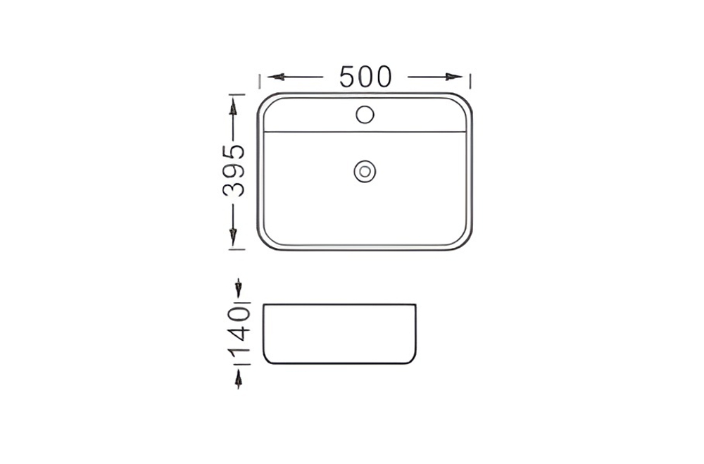 Раковина накладная для установки на столешницу AQUATEK ВЕГА  AQ5506-MB 500*395*140, с отверстием под смеситель, матовый черный