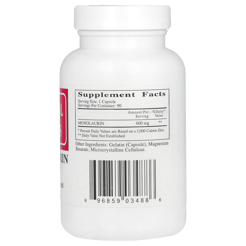 Ecological Formulas, монолаурин, 600 мг, 90 капсул