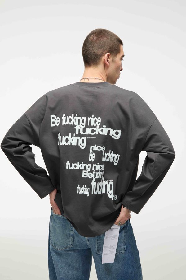 Лонгслив Be Fucking Nice графит - фото 5