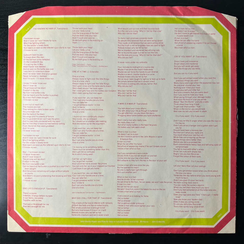 The Who ‎– It's Hard (Скандинавия 1982г.)