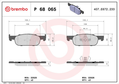 BREMBO - P68065X-BRB - Brake Pad Set, disc brake