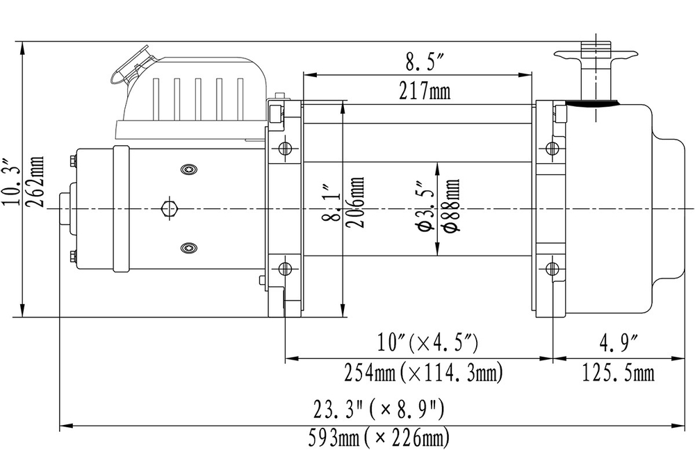 Лебёдка электрическая (индустр.) 12V Runva 15000 lbs 6800 кг