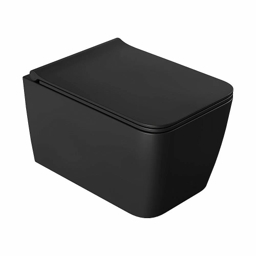 Унитаз подвесной Boheme Zen 967-SET-B черный матовый, безободковый, с крышкой микролифт