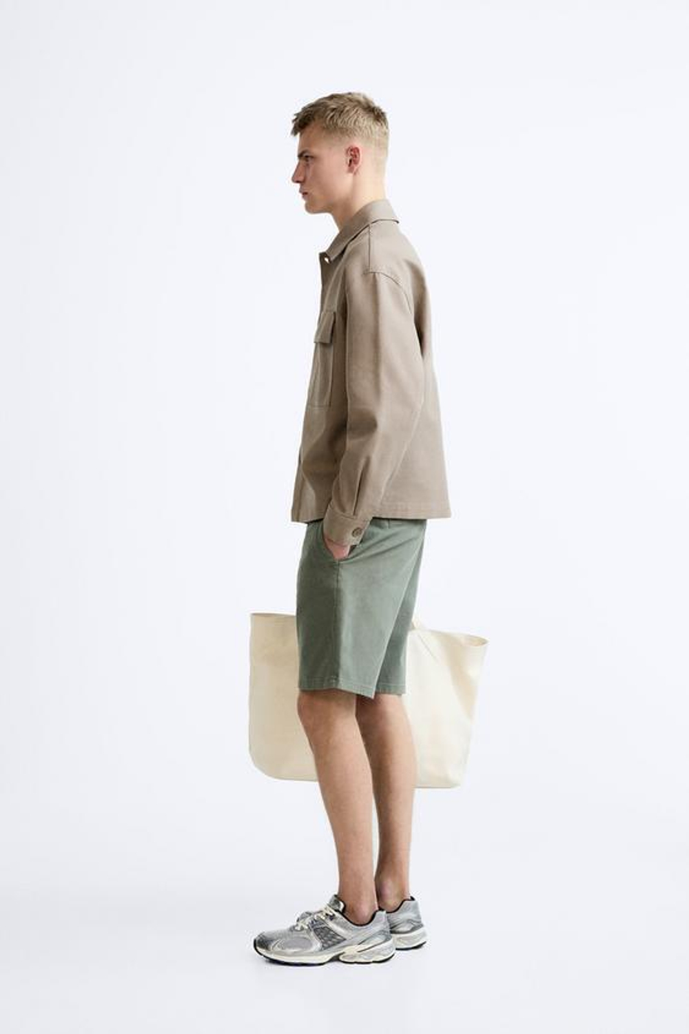 ZARA ШОРТЫ ЧИНОС ИЗ РЕЛЬЕФНОЙ ТКАНИ, ЗЕЛЕНЫЙ