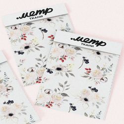 Ткань муслин нежные цветы с чёрными ягодами