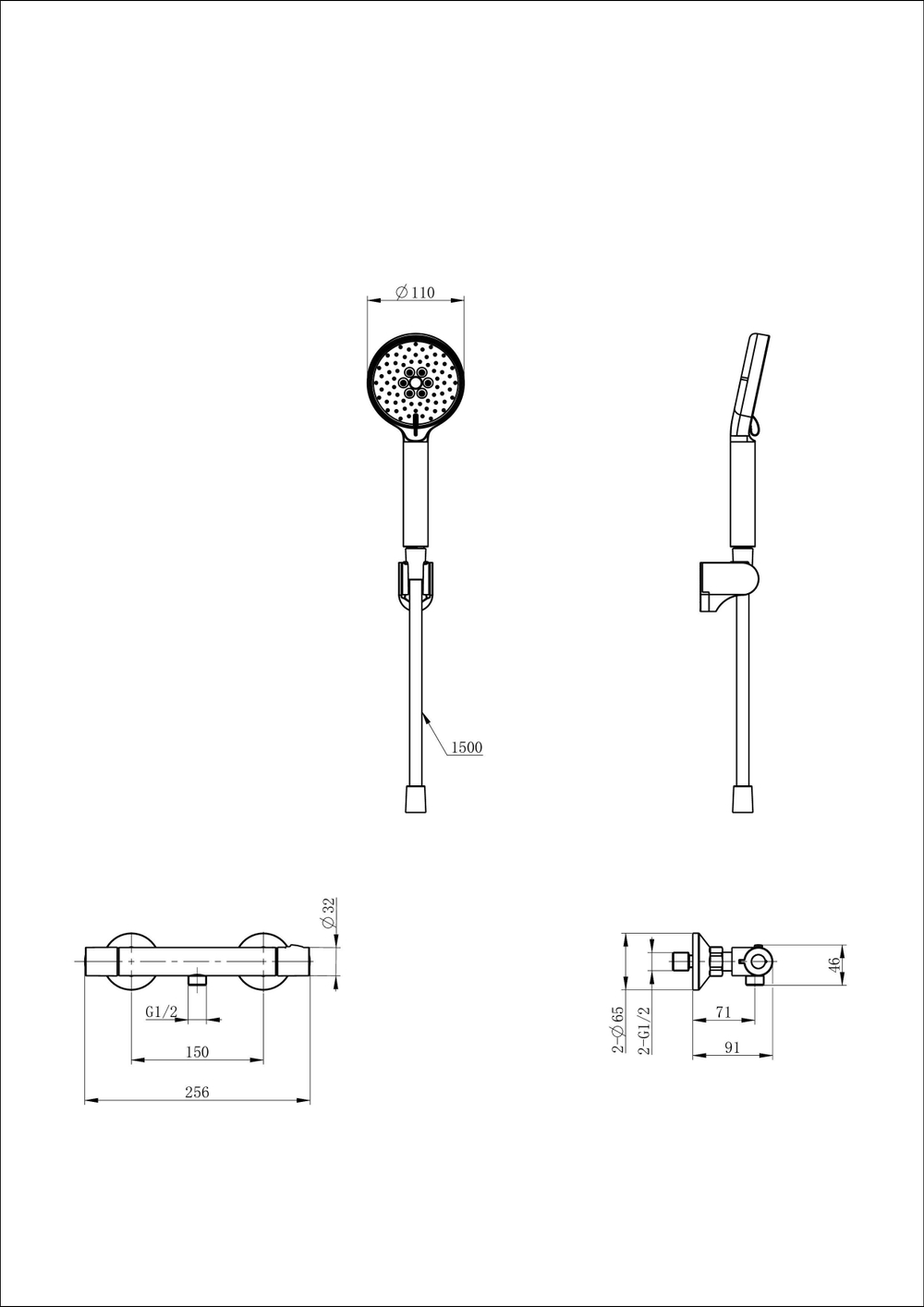 Смеситель для душа с термостатом WONZON & WOGHAND INN 5, Белый матовый (WW-B2005-A-MW)