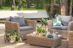 "Капучино" журнальный столик из искусственного ротанга, цвет соломенный