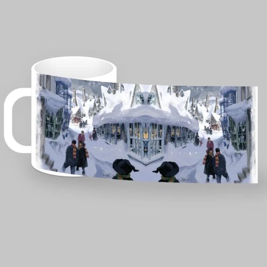 Кружка керамическая объем 330мл, Гарри Поттер 330 мл Зимний Хогвартс (белая)