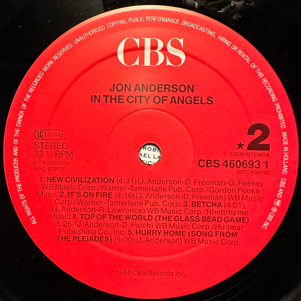 Jon Anderson - In The City Of Angels (Голландия 1988г.)