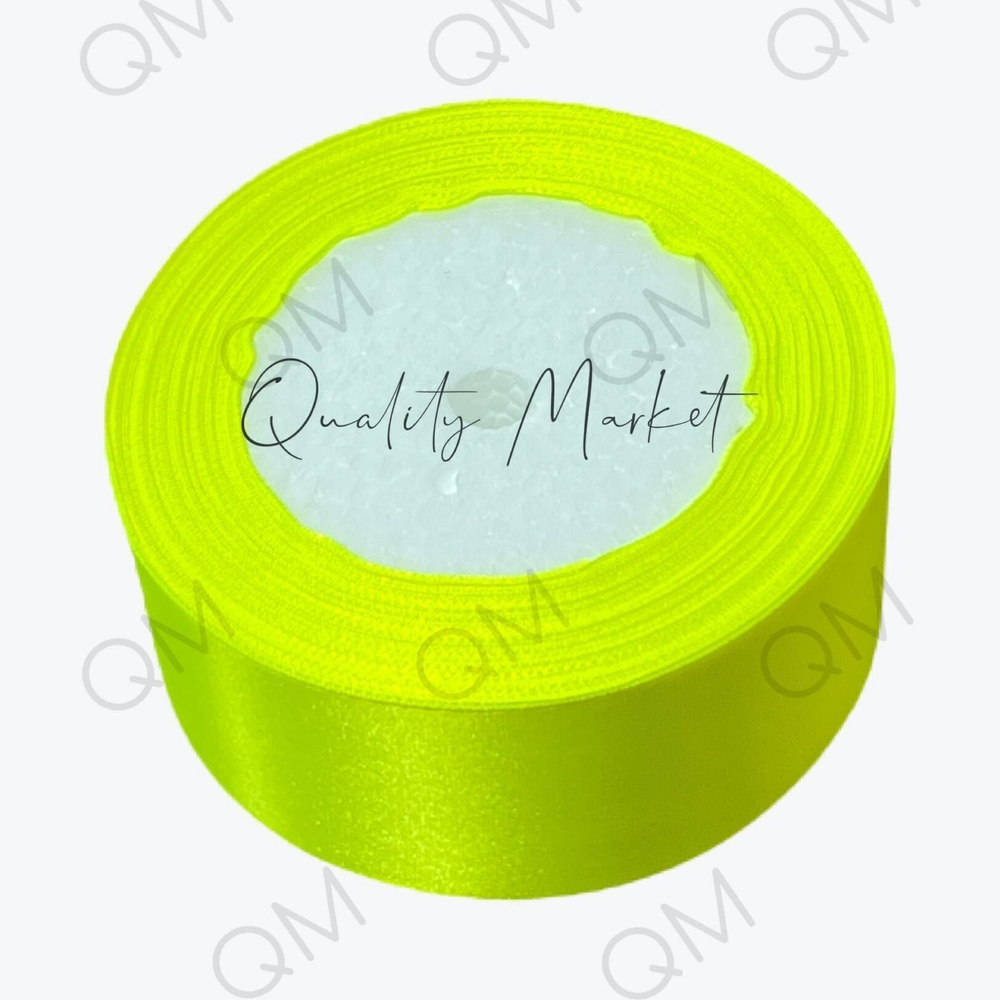 Лента атласная 4 см 25 ярдов (лимонная) №058