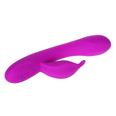 Лиловый вибратор Yves с клиторальным отростком - 17 см. (Цвет: лиловый)