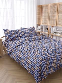 Постельное белье Сказка "Крупное вязание" 1,5-сп Наволочка 50х70 см 1 шт Простынь на резинке 90х200 см Пододеяльник 145х215 см, перкаль