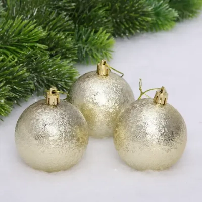 Новогодние шары 7см (набор 3шт) «Мягкий блеск», золото