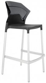 Стул пластиковый барный Papatya Ego-S Bar, сатинированный алюминий, антрацит матовый, дымчатый