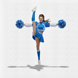 Костюм для чирлидинга синий с белым со светящимися вставками