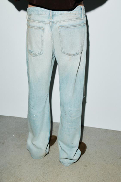 ZARA УКОРОЧЕННЫЕ ПРЯМЫЕ ДЖИНСЫ TRF СО СРЕДНЕЙ ПОСАДКОЙ, ГОЛУБОЙ