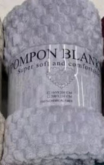 Плед 180*200см «Pompon», цвет светло-серый, микрофлис, 240 гр/м²